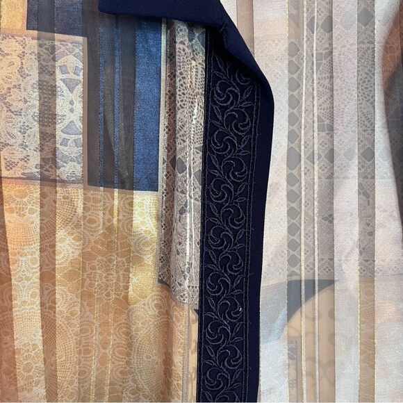 R & M Richards 3/4 Sleeve Embroidered Detailing Metallic Lace Cardigan Sz 10 - Picture 7 of 7